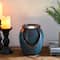 Glitzhome® 9.25" LED Turquoise Leaf Textured Ceramic Jar Tabletop Fountain